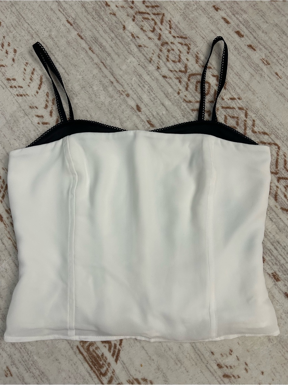 LOFT White Camisole with Black Trim and Straps